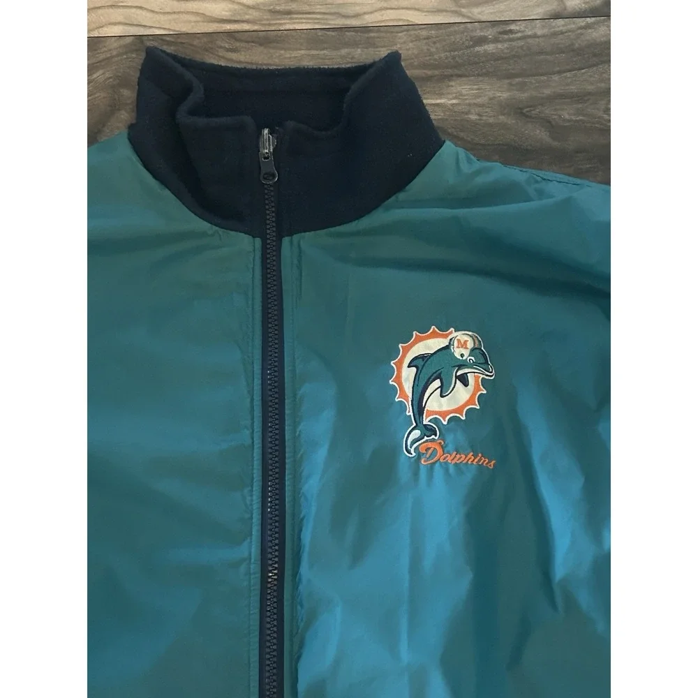Vtg 90s Miami Dolphins‎ Pro Player Reversible XL Zip Jacket Coat NFL Fleece